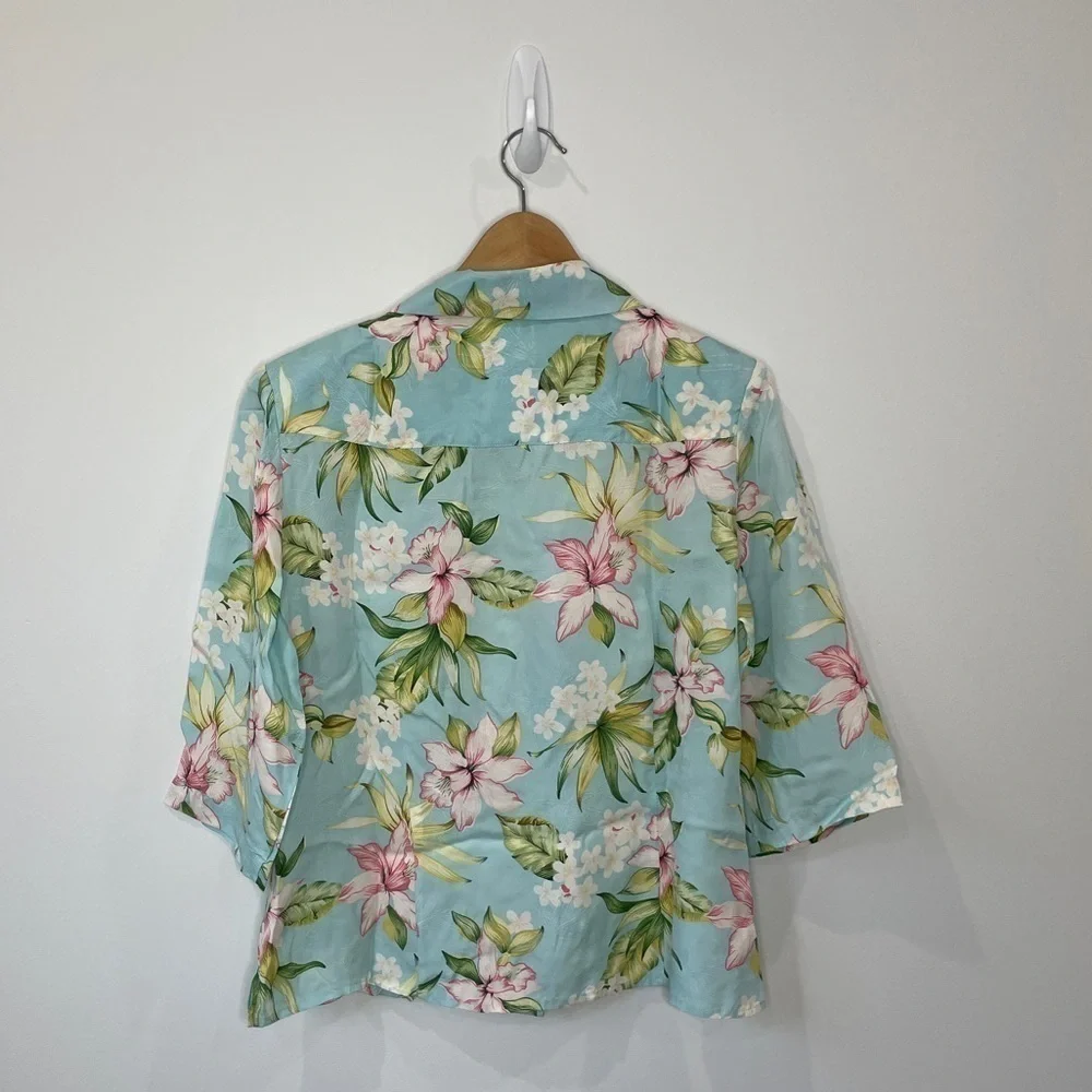 What if…? Floral Padded Shoulders Blue Top
